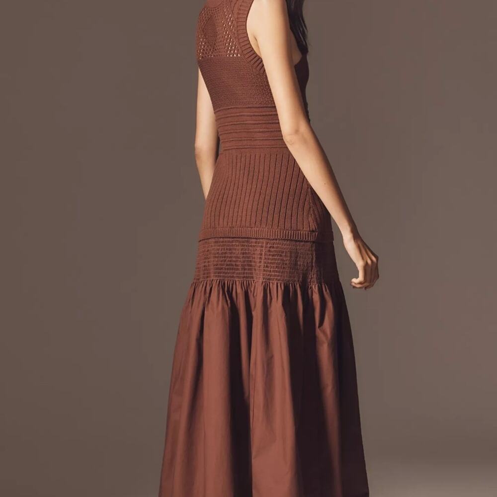 Anthropologie Sleeveless Mock-Neck Drop-Waist Sweater Midi Dress (sz L) 371 - Picture 9 of 9